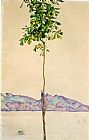 Lake Canvas Paintings - Chestnut Tree at Lake Constance